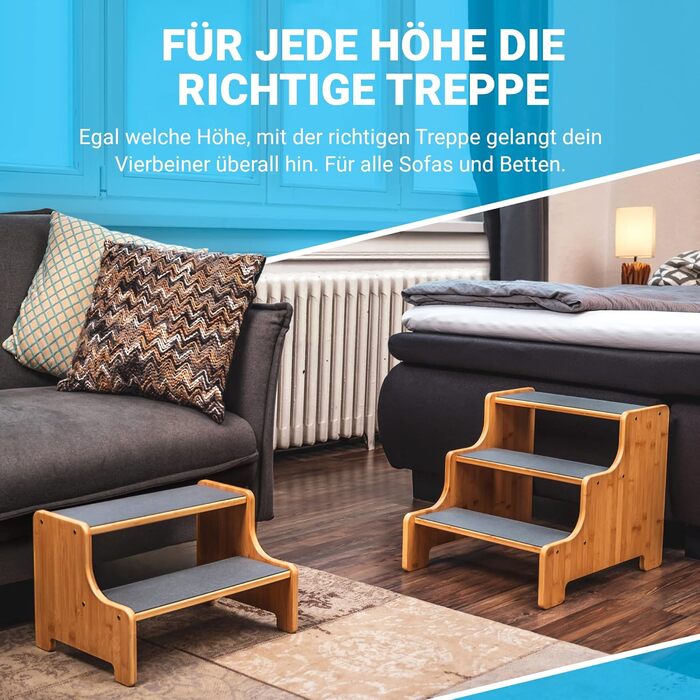 AMAZING Pet Stairs for Small, Medium, and Large Dogs, Cats. 3 Steps | Pet Stairs, Suitable for Young and Old Cats | 40 cm High for Sofa, Bed | Gentle on Joints, an Alternative to Dog Ramps