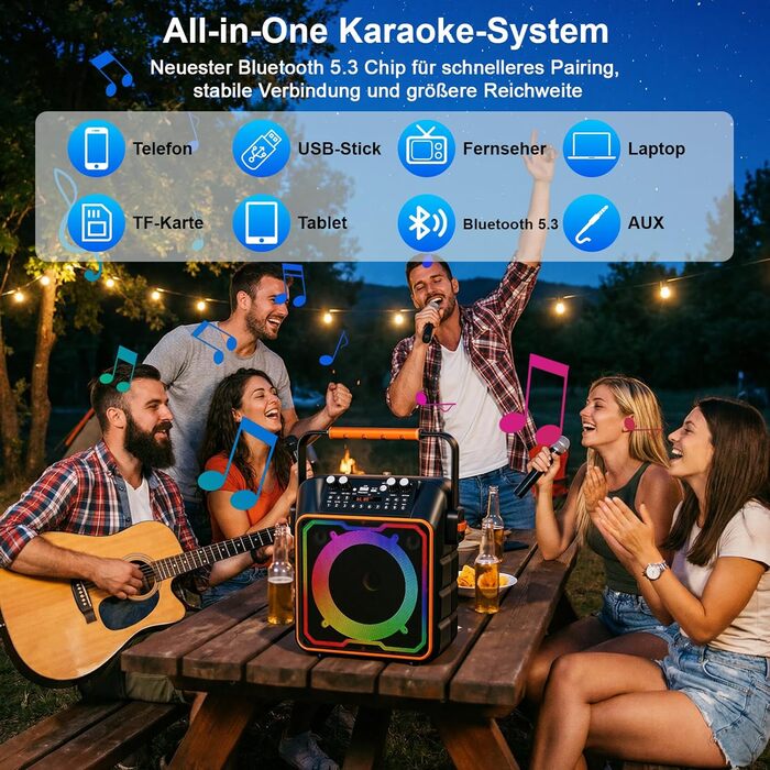 Караоке машина з 2 мікрофонами Bluetooth для дітей та дорослих з підсилювачем, портативна караоке система для вечірок