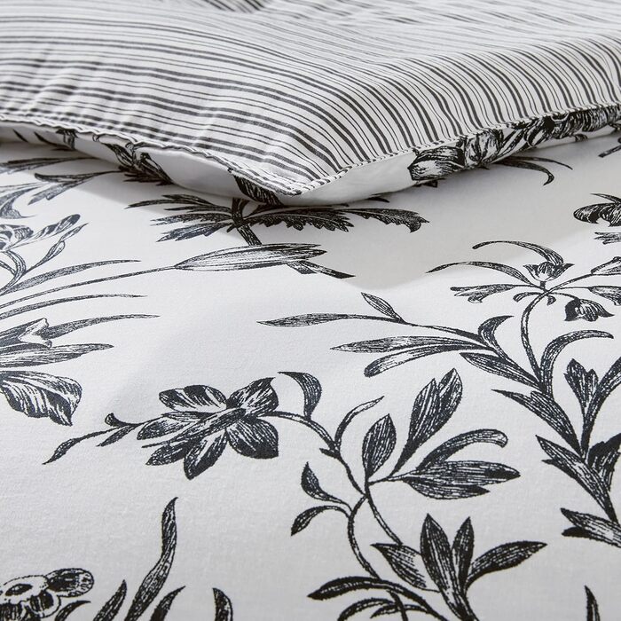 Комплект постільної білизни Laura Ashley Kingsize: двостороння бавовняна постіль з наволочками (Queen, Amberley Black/White)