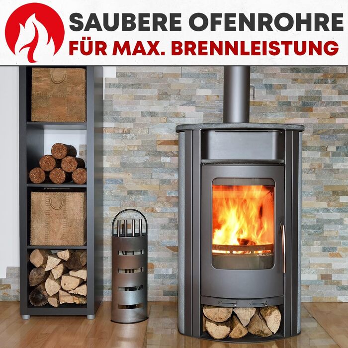 Wood Stove and Pellet Stove Cleaning Set, with Flexible Push Rod, 80 and 150 mm Chimney Pipe Brushes