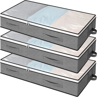 Органайзер для зберігання під ліжком AiQInu, 2 шт, 100x50x18 см, з вікном, для одягу, ковдр, постільної білизни