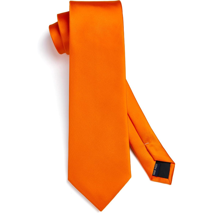 HISDERN Шовкова краватка для чоловіків 160 см, набір з кишеньковим хустинкою, для весілля та бізнесу, елегантний краватка (A1 Помаранчевий)