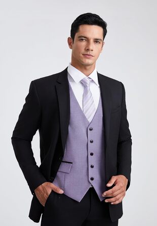 Елегантна жилетка для чоловіків HISDERN: весільна, класична, однотонна, для ділового стилю та вечірніх заходів (сіро-фіолетовий, 3XL)