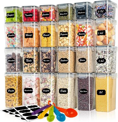 Набір контейнерів для зберігання Withosent (24 шт.) з кришкою, 2L, 1.6L, 0.8L