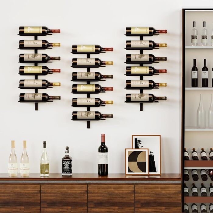 Настінна вітрина для вина MOREE – 18 пляшок, металева, для зберігання вина, коньяку, шампанського