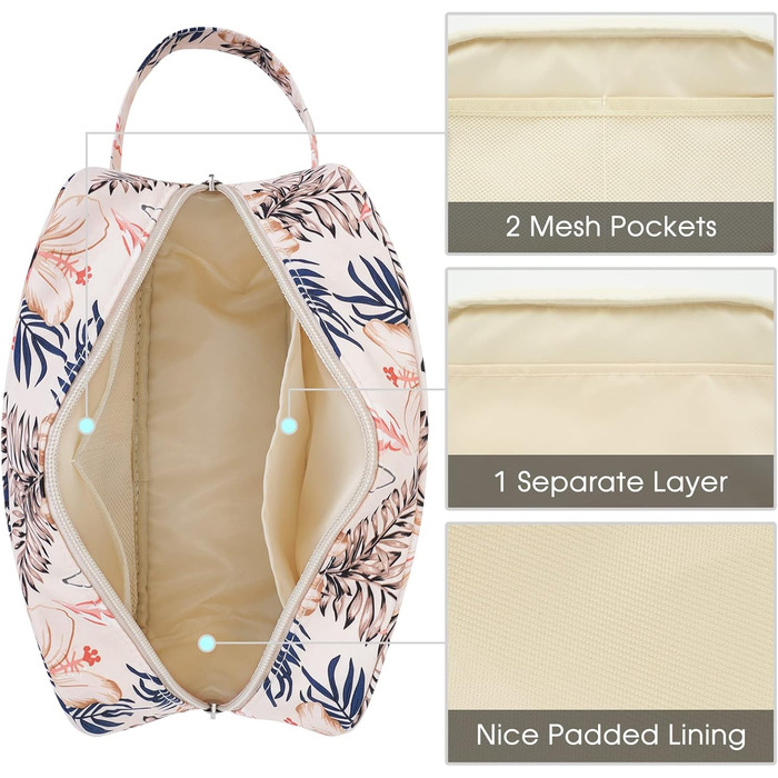 Чоловічий туалетний набір Narwey: водонепроникний, міцний, з багатьма відділеннями, для подорожей (чорний, бежевий з фламінго)