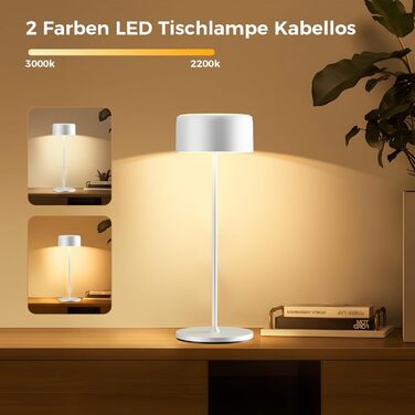 Бездротова LED-лампа TYEE настільна з регулюванням яскравості, акумуляторна, тепле світло 2200-3000K, USB-C, водонепроникна IP54, алюміній, 2 шт.