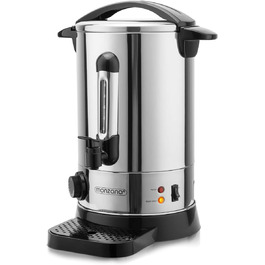 MONZANA® Glühwein Warmer 6.8L with Tap, Drip Tray, Thermostat (30-110°C), Hot Beverage Dispenser, Stainless Steel, Canning Pot, Punch Warmer, Hot Beverage Machine (8.8 L)