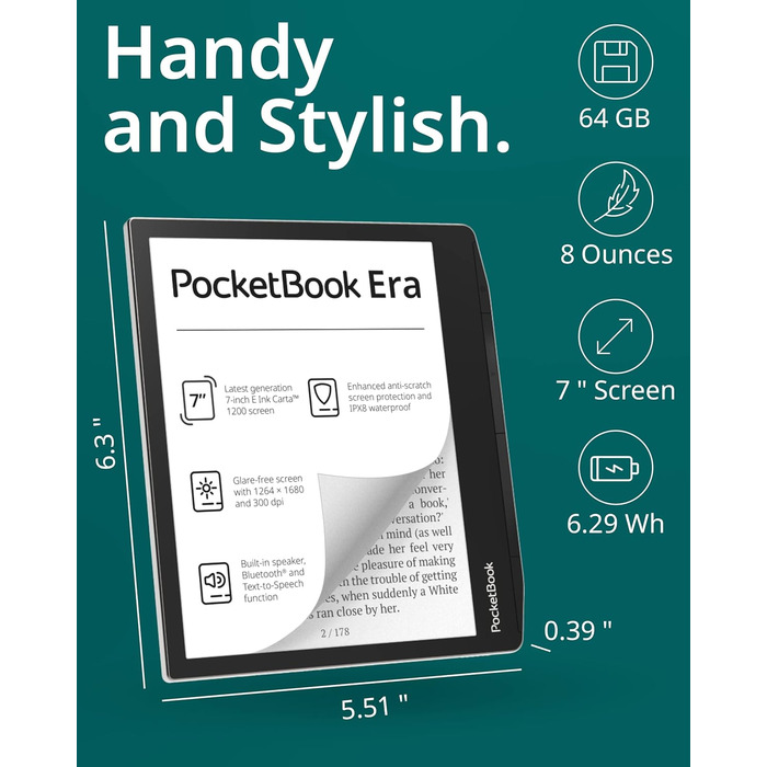 PocketBook Era Stardust Silver: 7-дюймовий електронний ридер 16GB срібного кольору