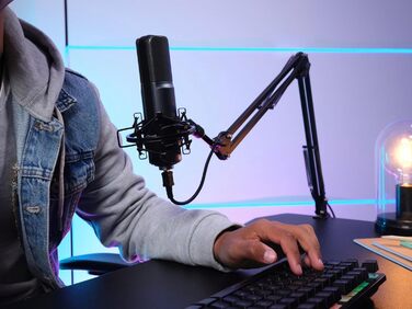 Trust Gaming GXT 253 Emita: мікрофонний кріплення-планка, стійка для мікрофона, регульована, з кабелем 290 см, чорний