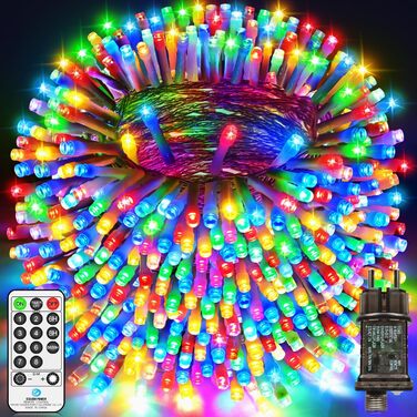 Льо́хтова́ гірля́нда JXLEDAYY для зовні́шнього викори́стання, 36 метрів, 1200 LED, 8 режимів, таймер, пульт дистанційного керування, водонепроникна, для балкона, двору, саду, вечірки, весілля (тепле біле світло)