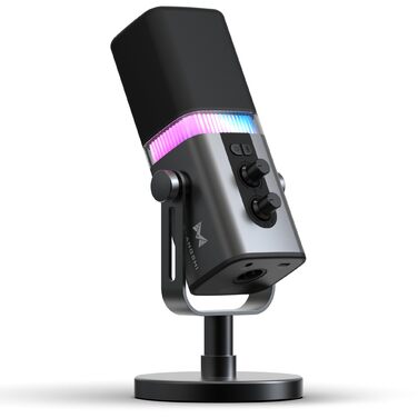 Професійний USB/XLR мікрофон Mailangshi для подкастів, стрімінгу та ігор з RGB підсвіткою та металевим корпусом