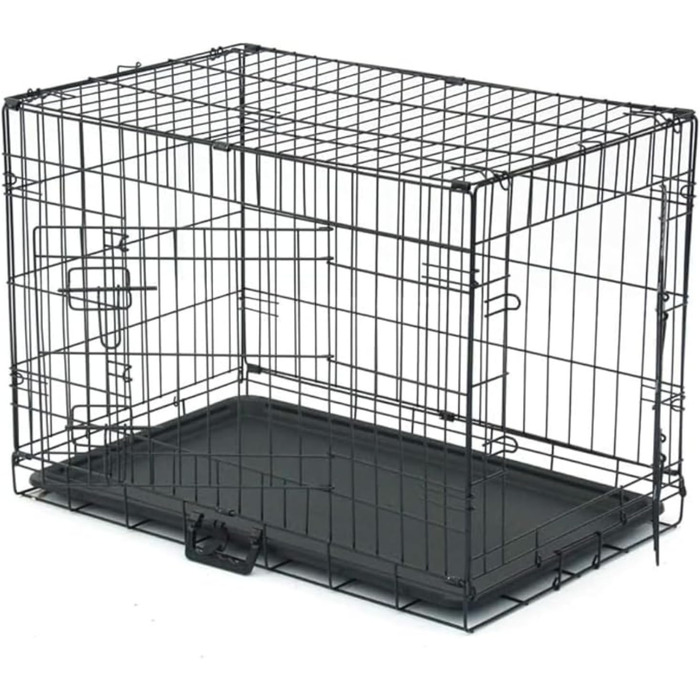 Складана переноска для собак з двома дверцятами, авто-переноска з піддоном, чорна