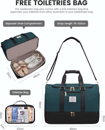 LOVEVOOK Спортивна сумка-рюкзак 37L, чорно-блакитна, для подорожей та відпочинку, з відділенням для взуття та мокрих речей, водонепроникна