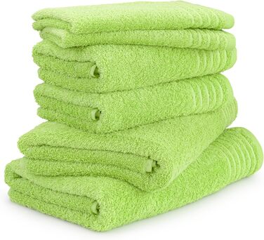 Möve Handtuchset New Classic 6-Piece Towel Set - 2x 30x50 cm + 2x 50x100 cm + 2x 67x140 cm, 100% Cotton, Wild Lime