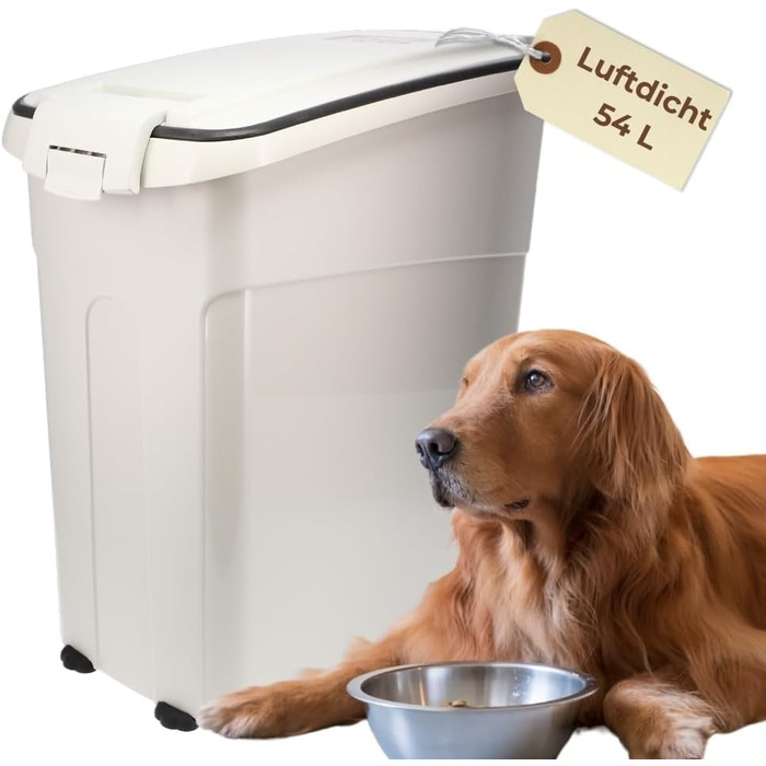 Airtight Food Storage Container with Lid - Pet Food Storage Bin for Dog & Horse - 54L Dry Food Container Box