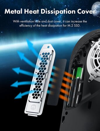 Радіатор охолодження GrauGear для M.2 NVMe SSD, комплект для Playstation 5, PS5 Slim, з теплопровідною кришкою (алюміній) (G-PS5HS02-Cov)