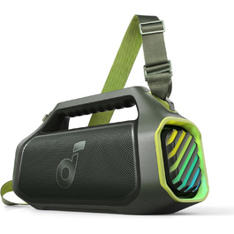 Soundcore Boom 2 Plus: Портативна Bluetooth Колонка, 140W, IPX7, RGB, Power Bank, USB-C, 20 годин, для кемпінгу (зелена)