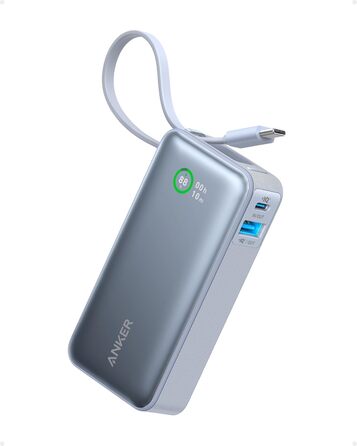 Powerbank Anker Nano 10000mAh з USB-C кабелем, 30W PD, 1xUSB-C, 1xUSB-A. Сумісний з iPhone, MacBook, Galaxy, iPad, AirPods та іншими пристроями (Блакитний)