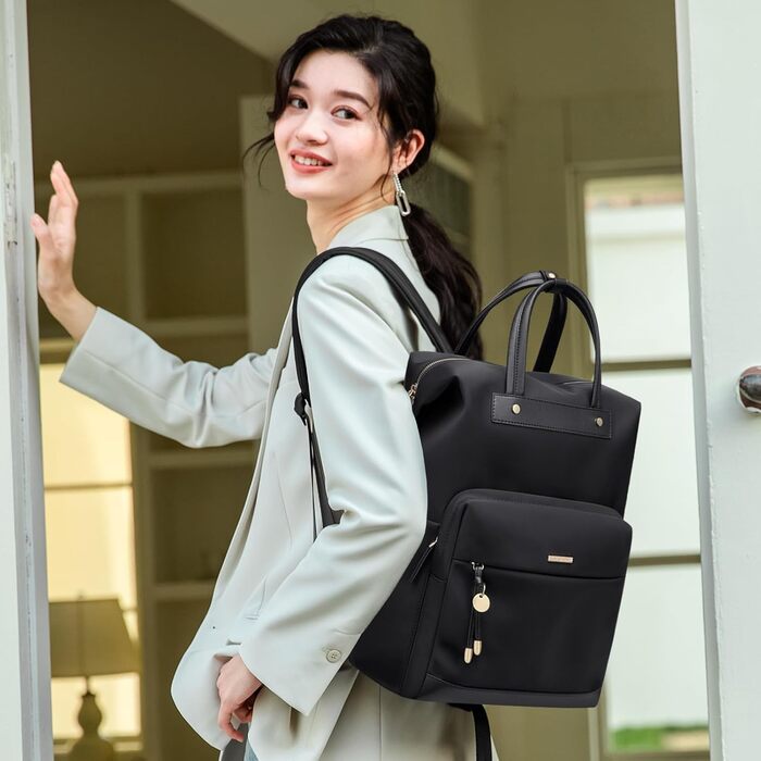 GOLF QUALITY Women's Backpack, Elegant Shoulder Bag Large Casual Daypack Small Women's Laptop 15.6 inch Daypack with Laptop Compartment Modern Work Backpack Tote Bag for Women Apricot (Black)