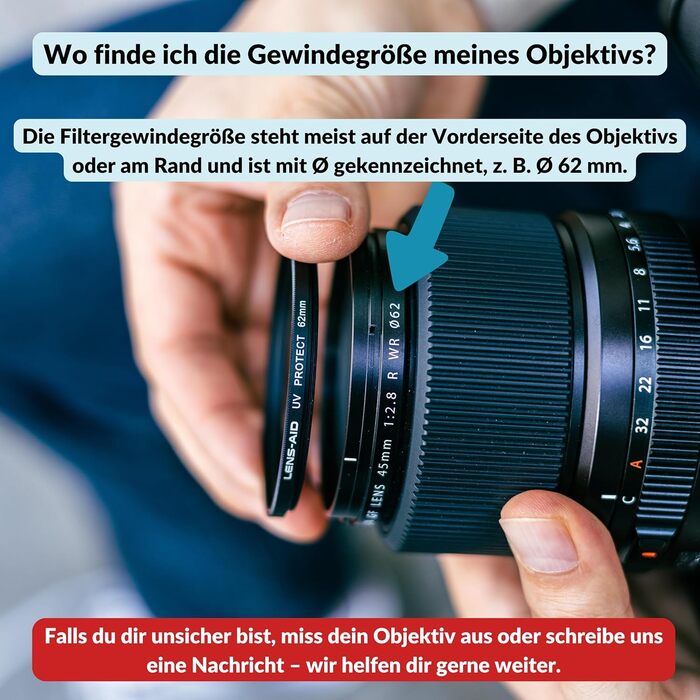 Фільтр об'єктива Lens-Aid UV 49mm зі склом Schott B270 – захист від ультрафіолету з 18-шаровим покриттям проти подряпин, пилу та піску. Ефект лотоса (стійкий до олії та води)