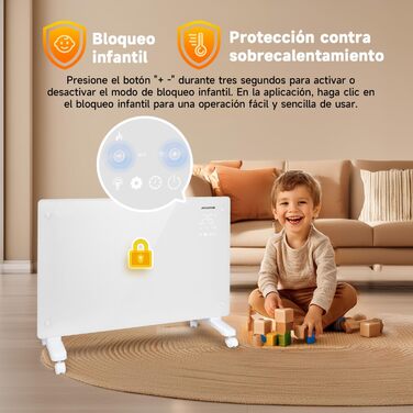 Електричний конвектор Aigostar з термостатом та Wi-Fi, 2000W, чорний (білий, 2 шт.) - для кімнат до 30 м²