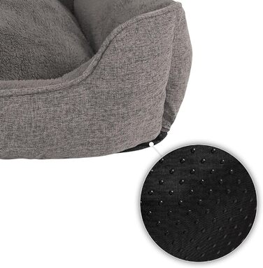 М'яке ліжко для собак та котів Lionto знімний чохол, 75x60 см, сірий колір, антиковзаюче дно