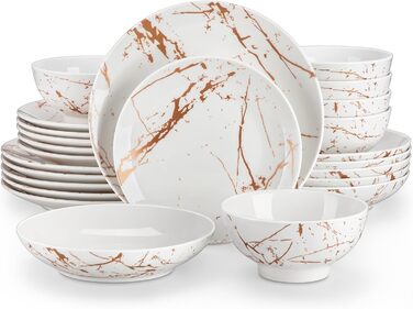 LOVECASA Sweet: Сервіз Porzellan Daphne 32-елементний, з золотим декором, для 8 осіб (білий)