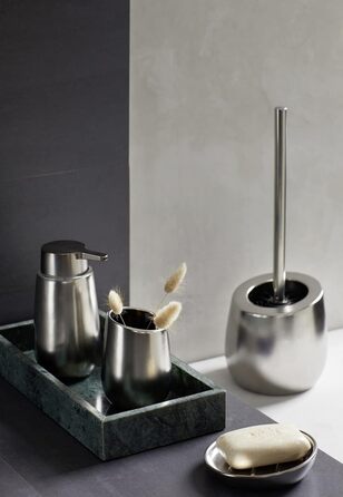 Набір для туалету WENKO Badi: тримач для щітки та очищувач обідка, кераміка, хром матовий