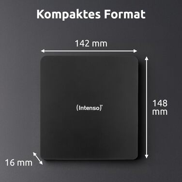 Зовнішній CD/DVD привід-записувач Intenso EOD 400D Slim, USB 3.2 (USB-C та USB-A), для ноутбуків та ПК, Windows та MacOS, чорний