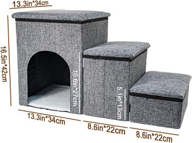 Сходинки для собак FurryPaws: 3-ступенева переносна драбинка для собак до ліжка та дивана, антиковзаюча, для маленьких та великих собак, ідеальна для подорожей