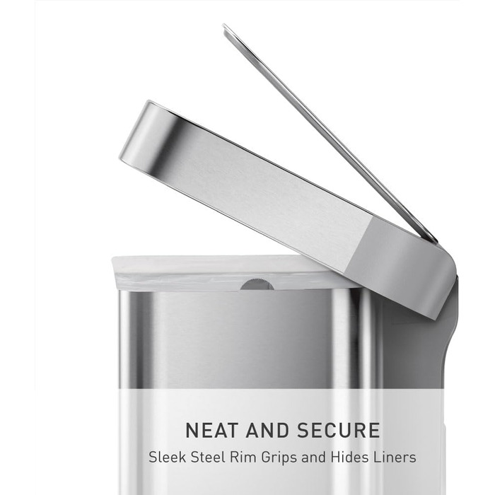 Сміттєвий бак Simplehuman CW2080 45 л з педальним механізмом, з відділенням для пакетів, для кухні, з нержавіючої сталі та сірого пластику