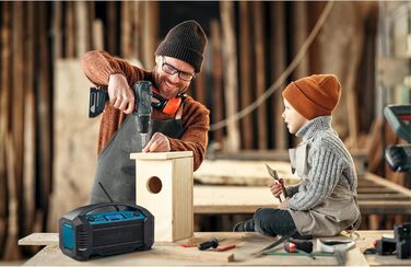 Радіоприймач Medion E66877 DAB+ Baustellenradio: Bluetooth 5.0, DAB+, FM, LED-ліхтар, акумулятор/мережа, водонепроникний (IP44), синій