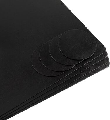 Table Placemats Washable 4-Pack – Sustainable, Stable & Non-Slip – High-Quality Recycled Leather, Made in Germany (Black)