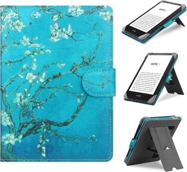 Чохол-підставка для електронних книг Kobo, Pocketbook, Tolino, Sony, Kindle, Kobo Clara HD/2E з квітковим дизайном, шкіра