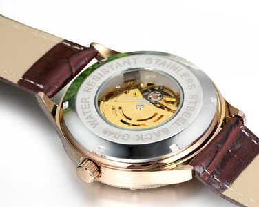 Чоловічий годинник JewelryWe з ручним заводом, аналоговий, стильний бізнес, Steampunk, з нержавіючою сталлю та шкіряним ремінцем, золотий, синій, з римськими цифрами