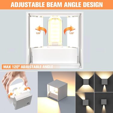 Настінний світильник YrgePowk 2 шт. з LED лампою G9, тепле світло 3000K, IP65, регульований кут освітлення, чорний