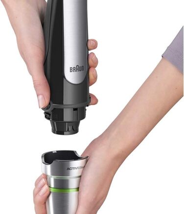 Блендер Braun MultiQuick 7 MQ 7025X, 3-в-1, 1000 Вт, подрібнювач 350 мл, вінчик, плавне регулювання швидкості, чорний, модель 2019, 3 насадки