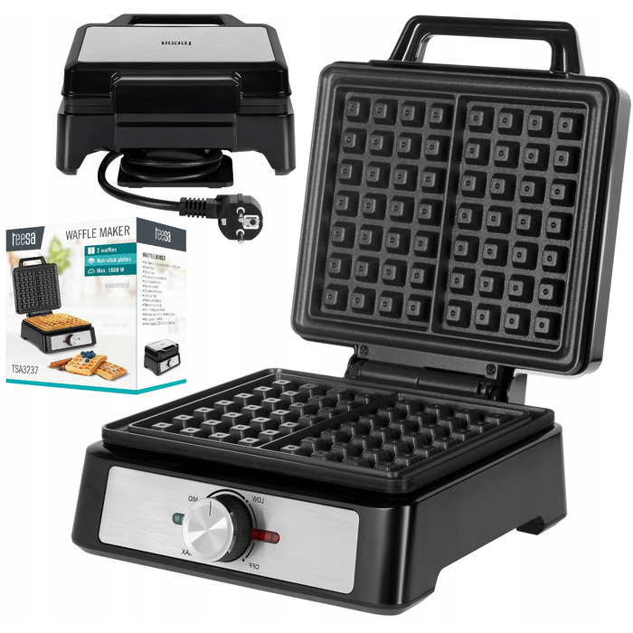 Вафельниця Teesa TSA3237 на 2 вафлі, 1600 Вт, корпус із нержавіючої сталі, регулювання потужності