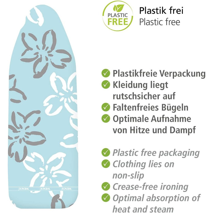 Чохол для прасувальної дошки WENKO Comfort M (XL/U), підходить для прасування з парою, 3-шарова комфортна підкладка