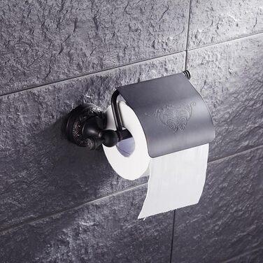 Тримач туалетного паперу вінтажний з латуні з кришкою, настінний, для ванної кімнати, бронзовий (олійна обробка)