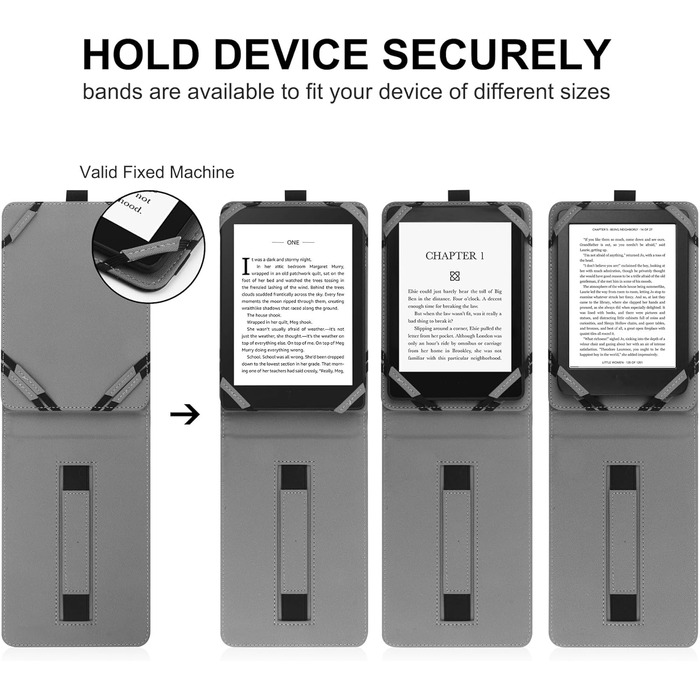 Чохол для Kindle Paperwhite/Kobo/Tolino/Pocketbook/Sony 6-6.8-7 дюймів, універсальний, з петлею, чорний