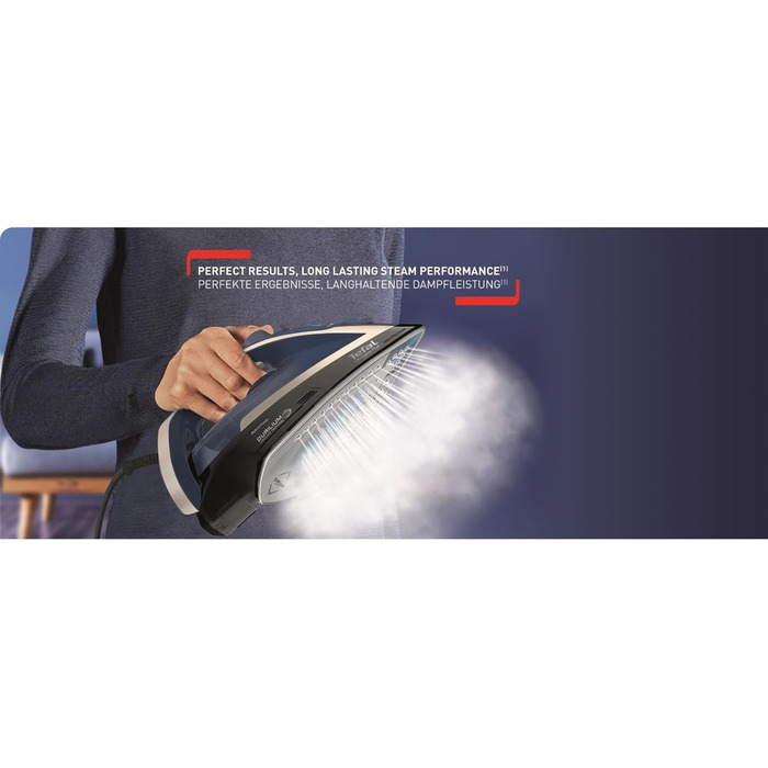 Tefal FV6846E1 Ultragliss Plus Anti-Kalk Steam Iron | 2800 Watts | Removable scale collector | 50 g/min continuous steam output | 260 g/min steam boost | Auto shut-off | blue/white Single 260g/min Steam + 2800W