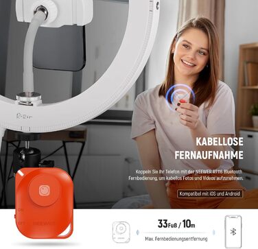 NEEWER Комплект кільцевого світла для фото та відео: 48 см, 52 Вт, регульоване LED кільцеве світло з штативом та Bluetooth для смартфона, YouTube, селфі (RH12B Pro)