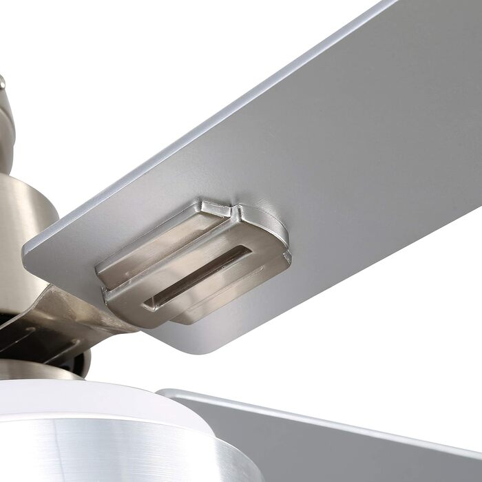 Стеляний вентилятор FINXIN з LED-лампою 132/122 см для спальні, вітальні, їдальні. В комплекті: мотор, пульт керування. (132 см, 5 лопатей) (Брашований нікель, 122 см, 4 лопаті)