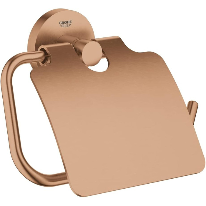 GROHE Essentials Toilet Paper Holder - No Drill Mounting, Adhesive, Brushed Warm Sunset Finish