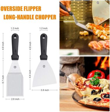 Набір для гриля Huolewa, нержавіюча сталь, 9 предметів: лопатки, щітки, турнери, сумка. Професійний аксесуар для BBQ, тепаньякі та кемпінгу