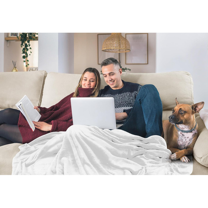 Плед Utopia Bedding: теплий та м'який флісовий плед 200x150 см для ліжка, дивана та крісла (білий)