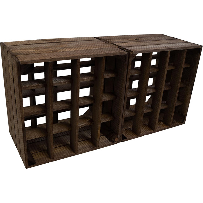Wine Rack 16-Bottle Dark Finish, Dimensions 40x40x27cm, Shelf Box, Bottle Storage, Wine Rack, Apple Crate/Wine Crate (2-Piece Set Wine Rack 16-Bottle Dark)