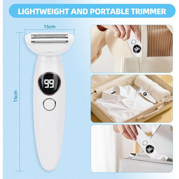 Електричний жіночий триммер 5-в-1 для тіла та бікіні, водонепроникний IPX7, білий